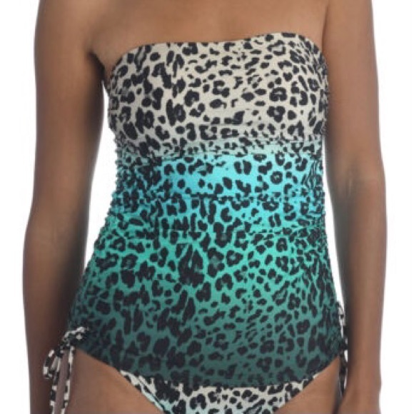 SOLD 💕La Blanca Blue Dip Into The Wild Bandeau Tankini Top - Picture 3 of 12